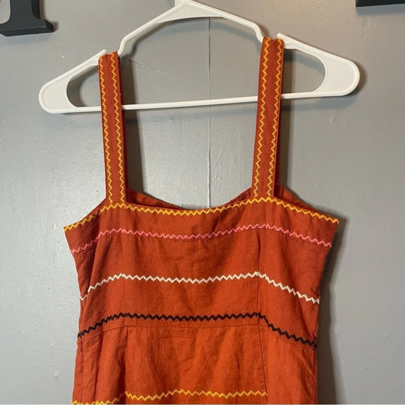 NWT forever 21 rust orange Embroidered Multicolor Striped Dress Sz medium - Picture 12 of 12